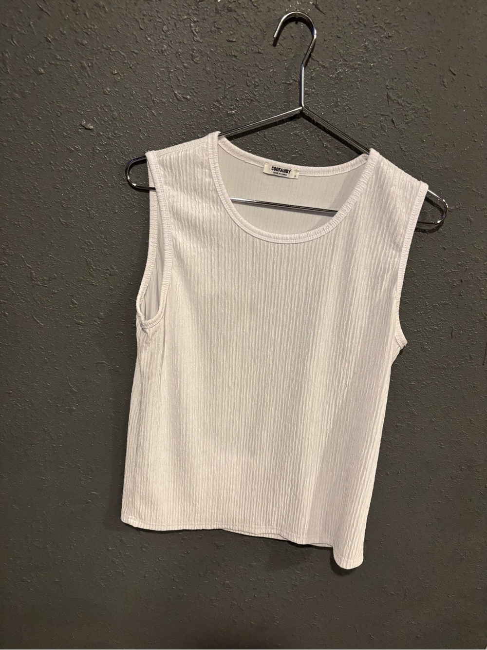 Coofandy White Ribbed Sleeveless Tank Top